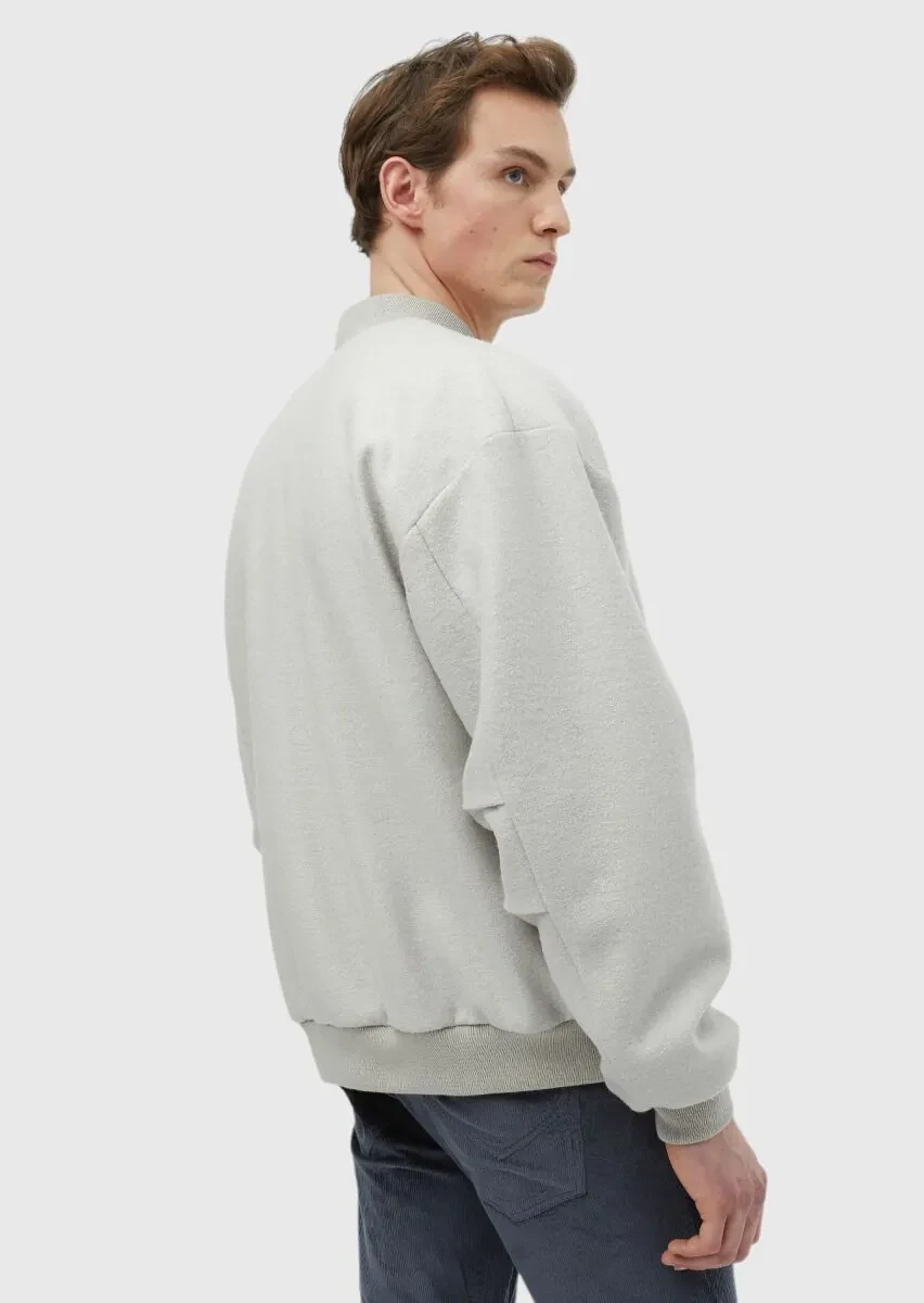 Ekru Oversize Fit Dik Yaka Casual Dokuma Mont - 6