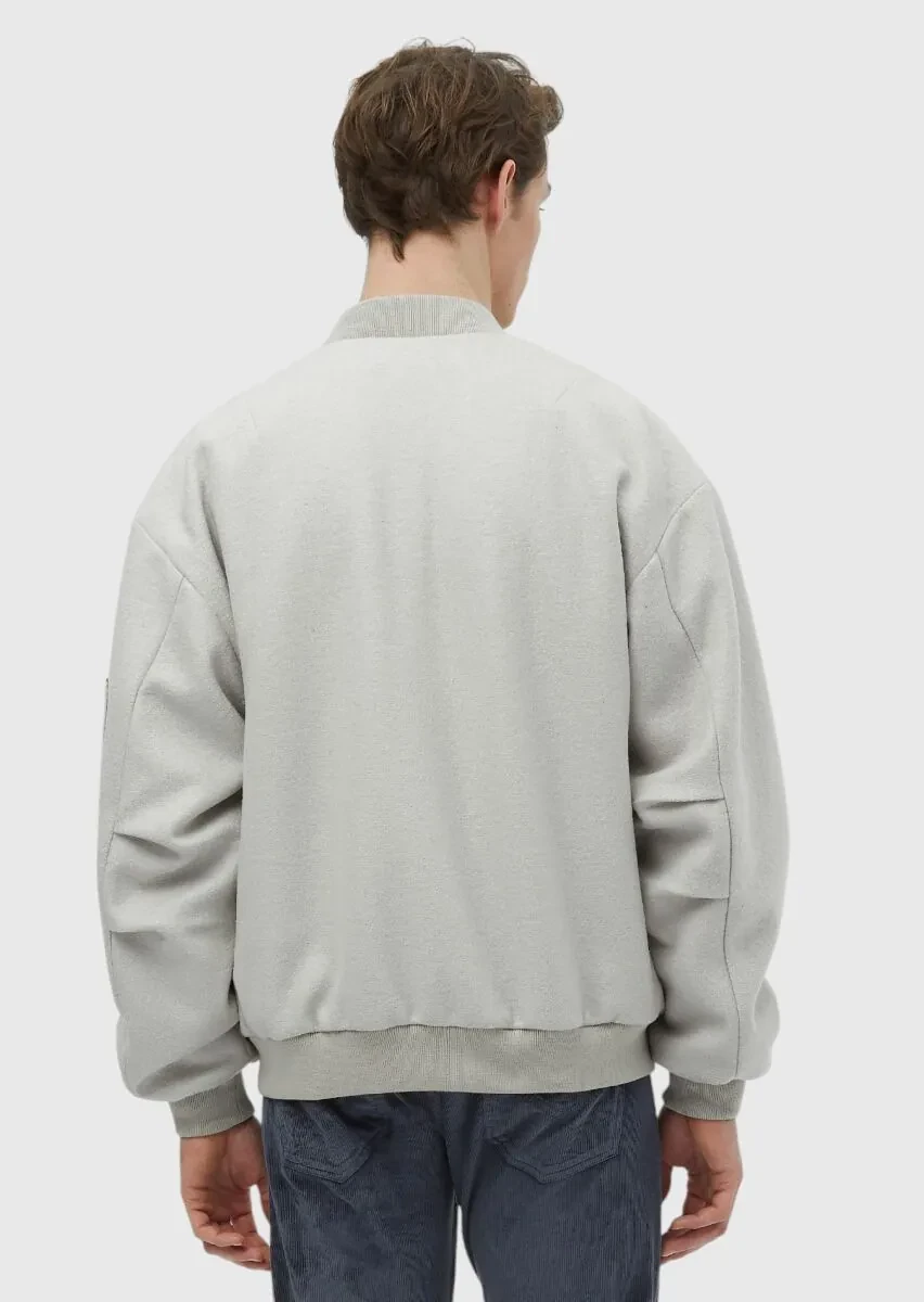 Ekru Oversize Fit Dik Yaka Casual Dokuma Mont - 7