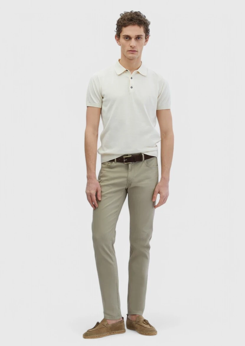 Ekru Polo Yaka %100 Pamuk Triko - 2