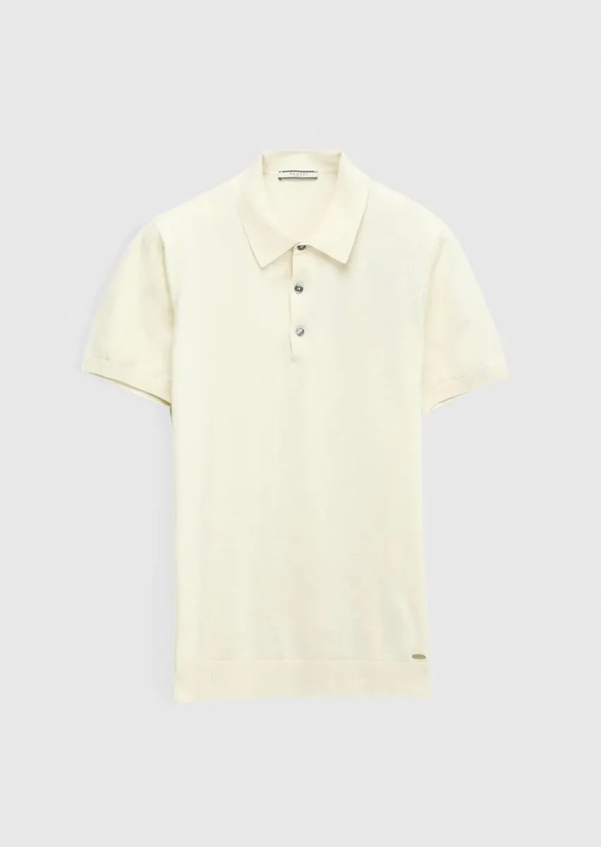 Ekru Polo Yaka %100 Pamuk Triko - 7