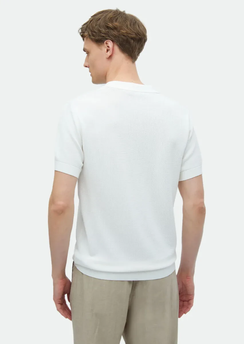 Ekru Polo Yaka Jakarlı Triko - 6