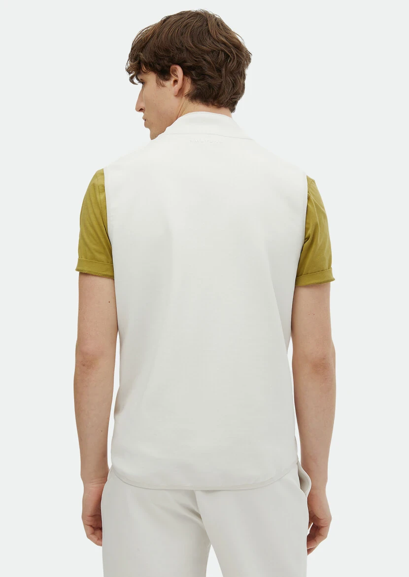 Ekru Regular Fit Dik Yaka Spor Örme Spor Yelek - 5