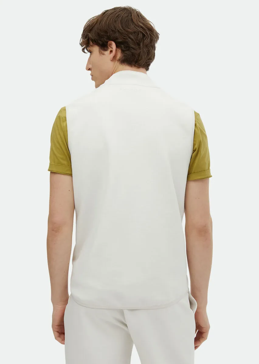 Ekru Regular Fit Dik Yaka Spor Örme Spor Yelek - 5