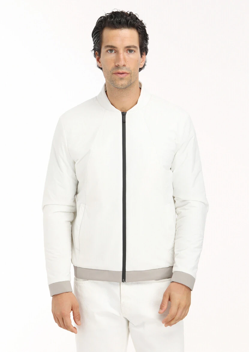 Ekru Regular Fit Hakim Yaka Casual Dokuma Mont 