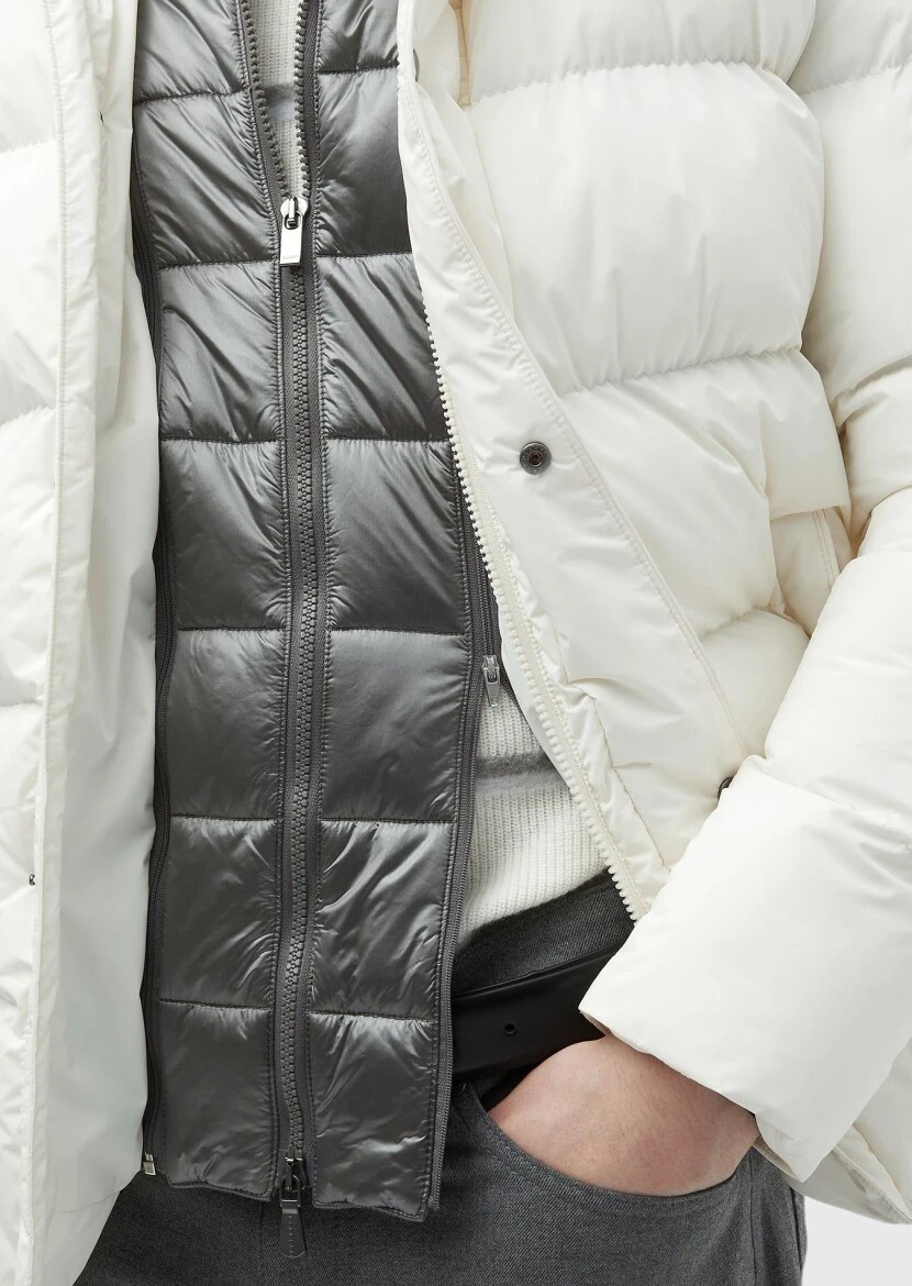 Ekru Regular Fit Kapüşonlu Casual Dokuma Mont - 6