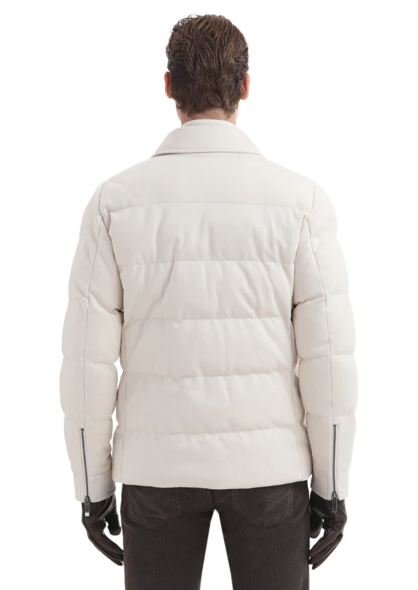 Ekru Regular Fit Örme Micro Jel Elyaflı Spor Ceket - 10