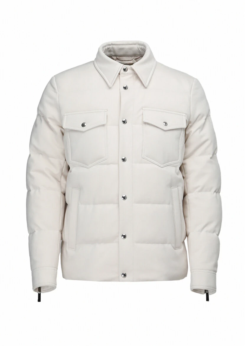 Ekru Regular Fit Örme Micro Jel Elyaflı Spor Ceket - 11