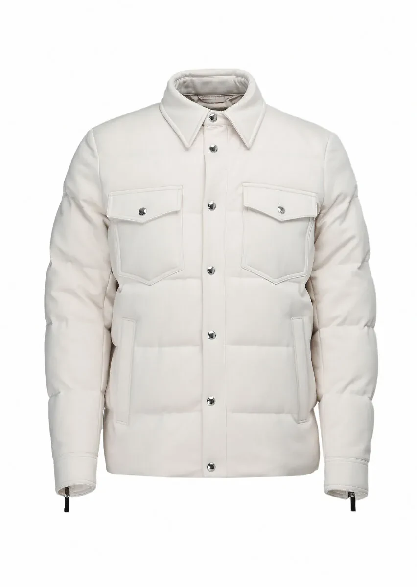 Ekru Regular Fit Örme Micro Jel Elyaflı Spor Ceket - 11