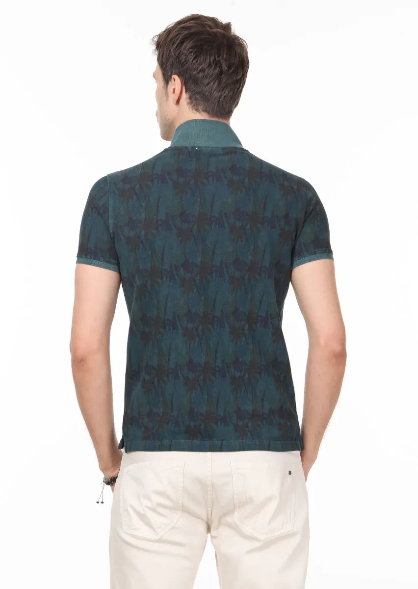 Green Plain Polo Neck 100% Cotton T-Shirt - 4