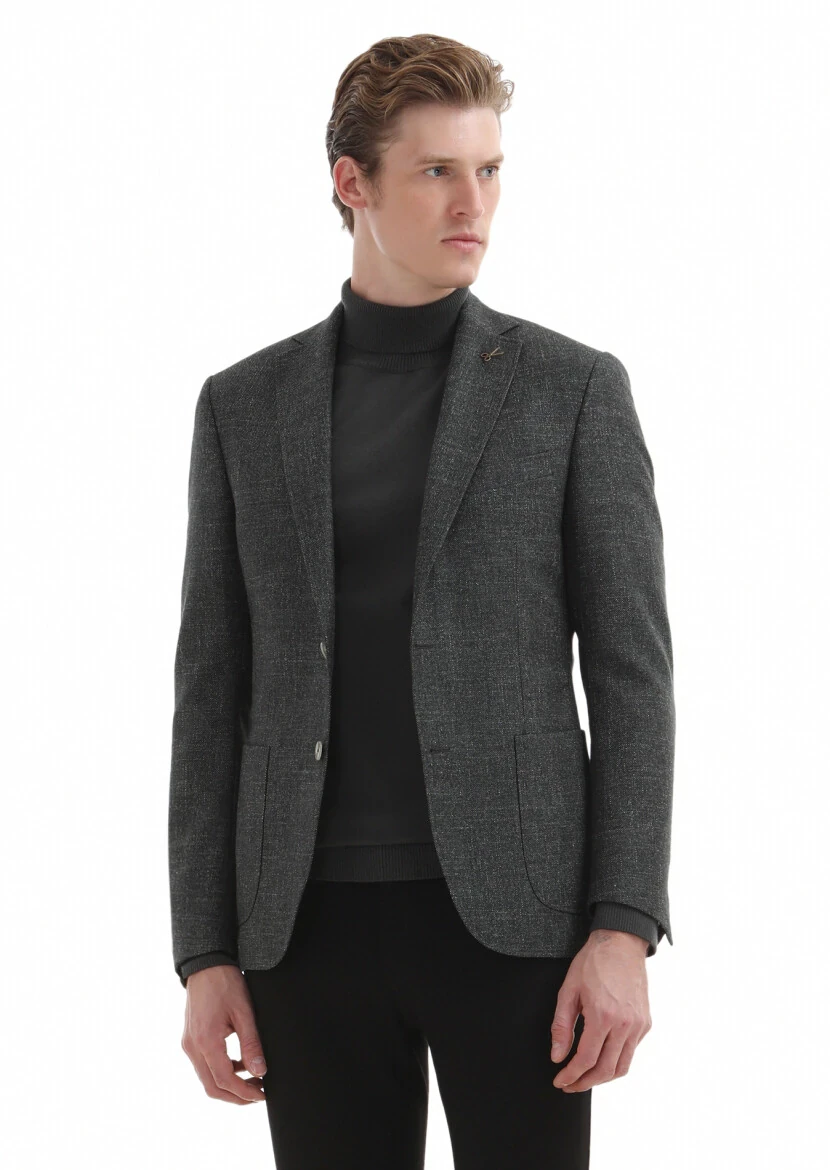 Green Plain Zeroweight Slim Fit Silk Blended Jacket - 2