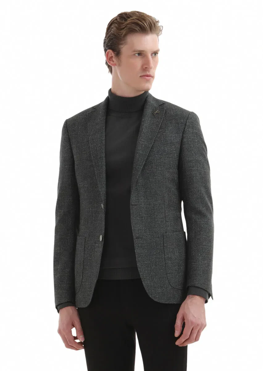 Green Plain Zeroweight Slim Fit Silk Blended Jacket - 2