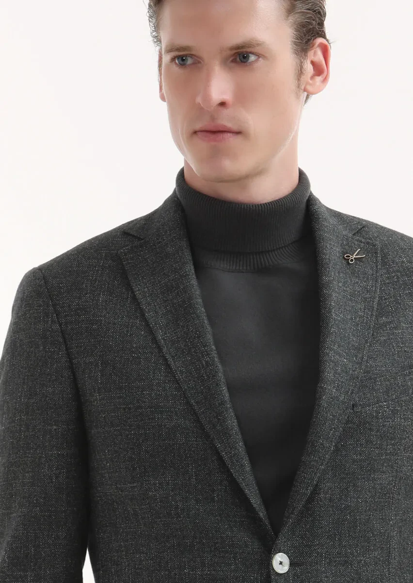 Green Plain Zeroweight Slim Fit Silk Blended Jacket - 3