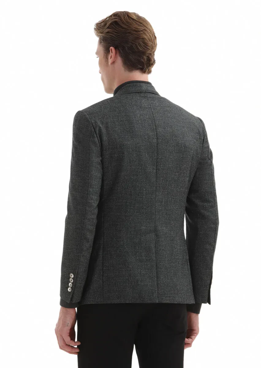 Green Plain Zeroweight Slim Fit Silk Blended Jacket - 5