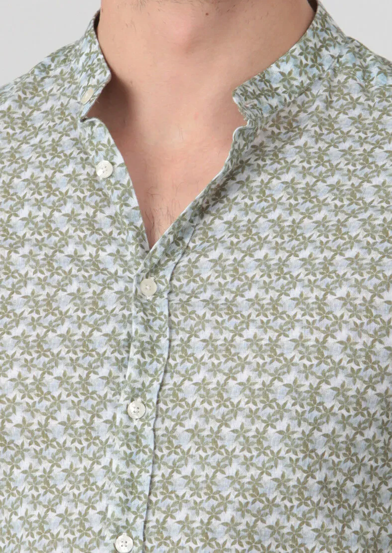 Green Printed Fitted Fit Weaving Casual 100% Cotton Shirt - 4