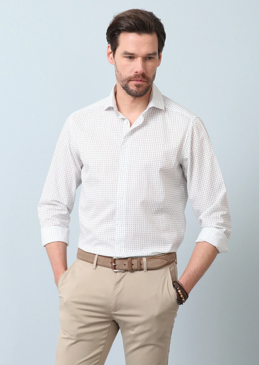 Green Printed Regular Fit Weaving Casual 100% Cotton Shirt - 1