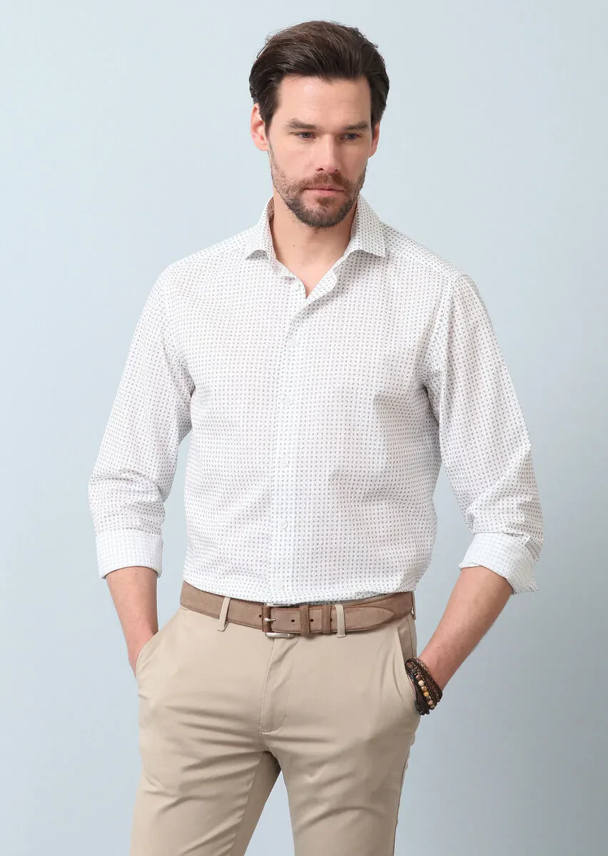 Green Printed Regular Fit Weaving Casual 100% Cotton Shirt - 1