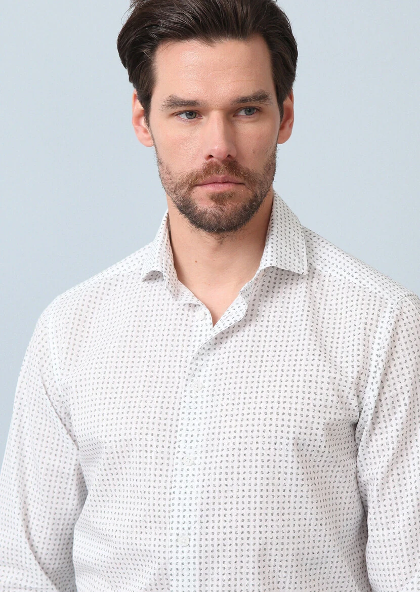 Green Printed Regular Fit Weaving Casual 100% Cotton Shirt 