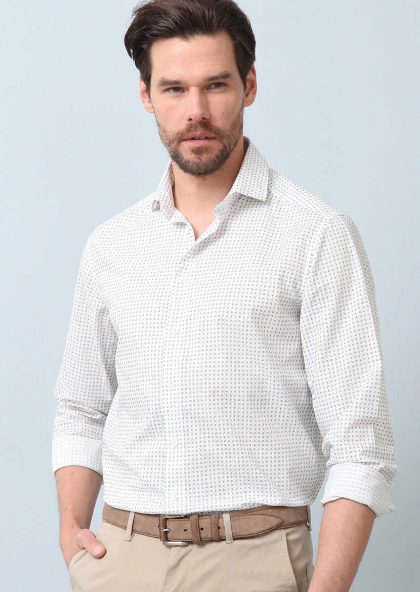 Green Printed Regular Fit Weaving Casual 100% Cotton Shirt - 4