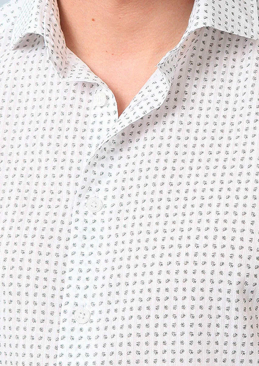 Green Printed Regular Fit Weaving Casual 100% Cotton Shirt - 5