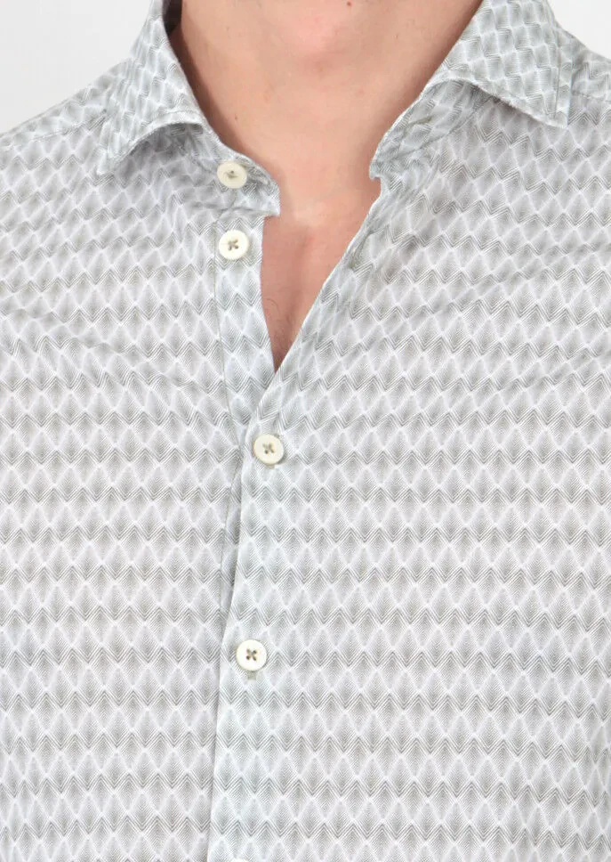 Green Printed Slim Fit Weaving Casual 100% Cotton Shirt - 4