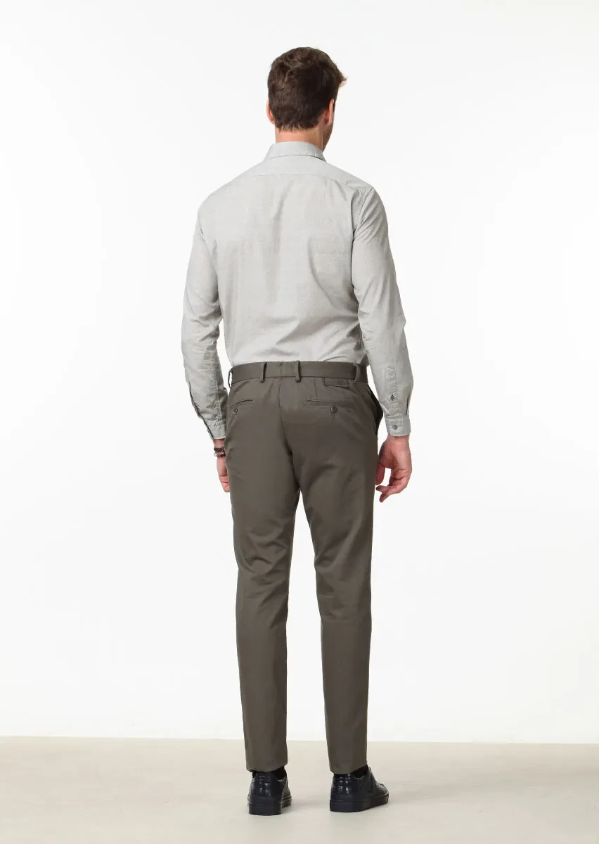 Green Weaving Regular Fit Casual Cotton Blended Trousers - 4