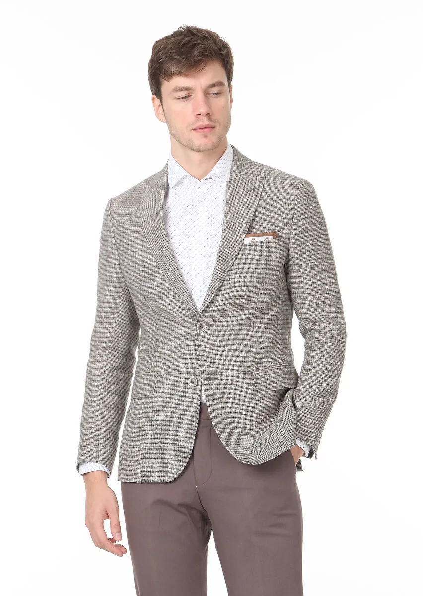 Green Zeroweight Slim Fit 100% Linen Jacket - 1