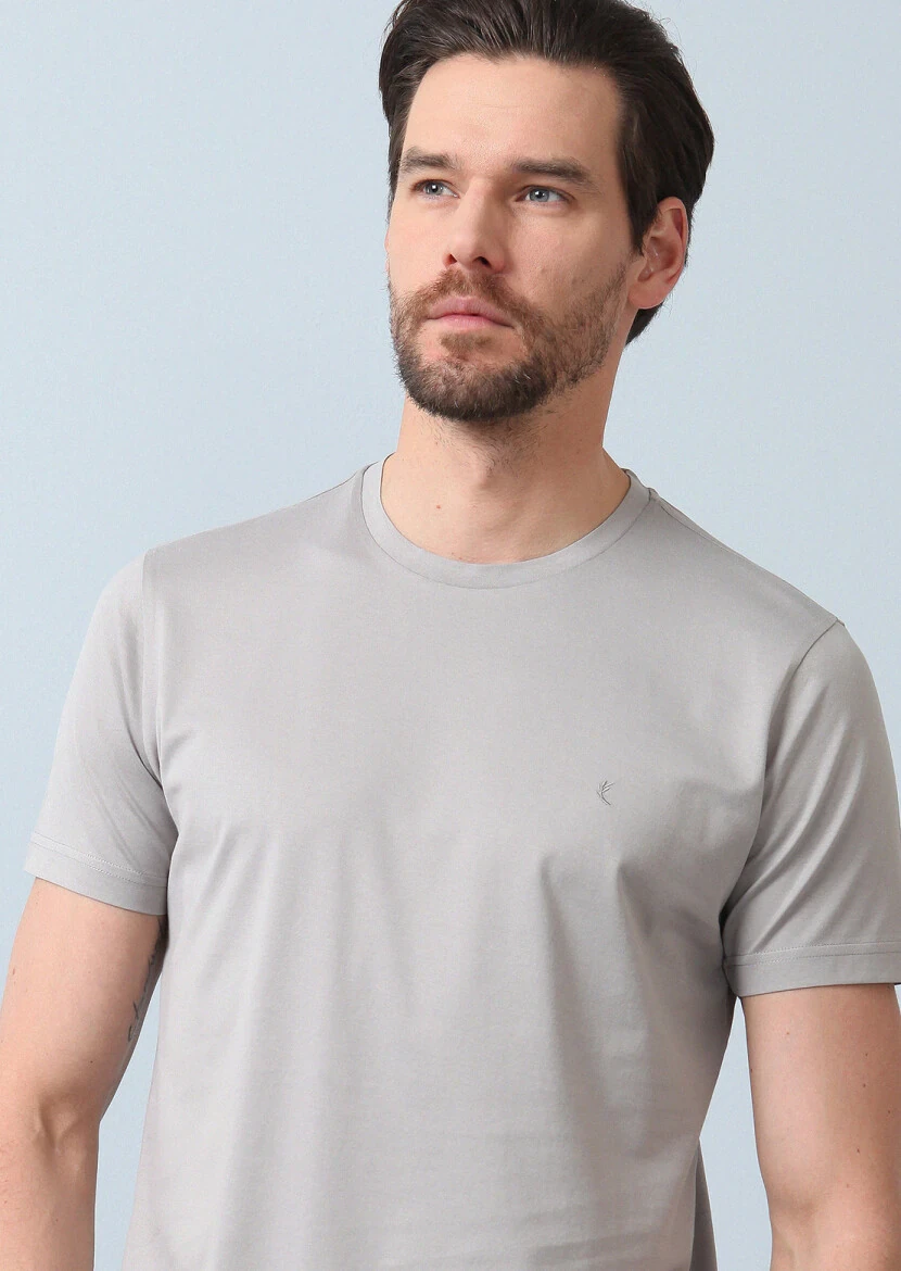 Grey 100% Cotton T-Shirt - 4