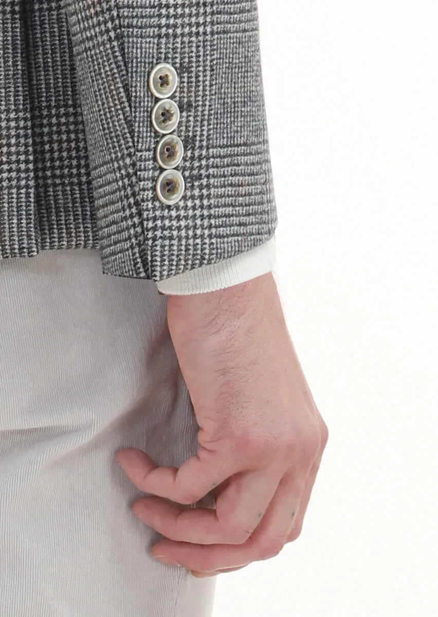 Grey Checkered Zeroweight Slim Fit 100% Wool Jacket - 4