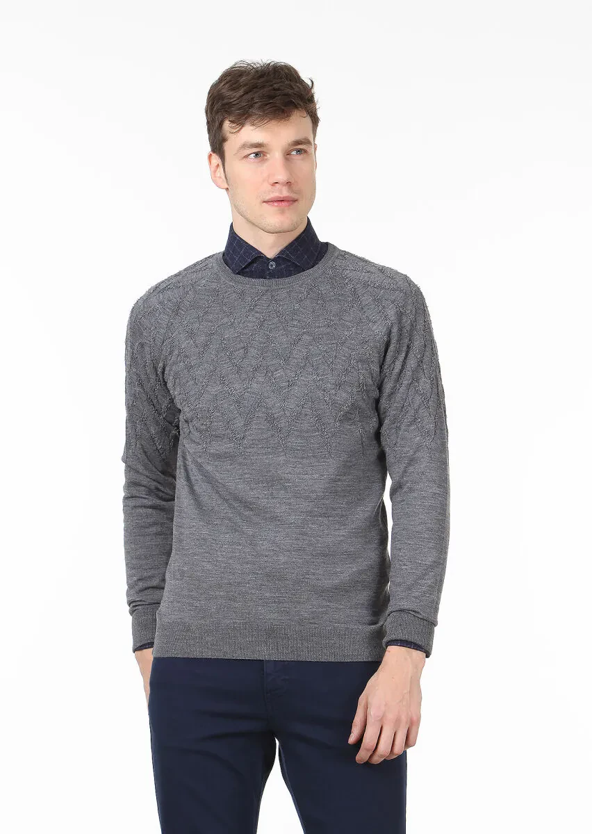 Grey Knitwear Sweatshirt - 1