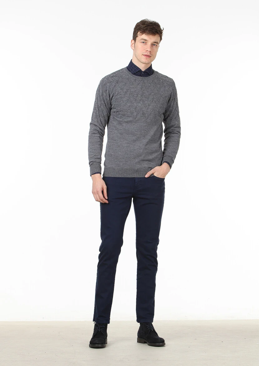 Grey Knitwear Sweatshirt - 3