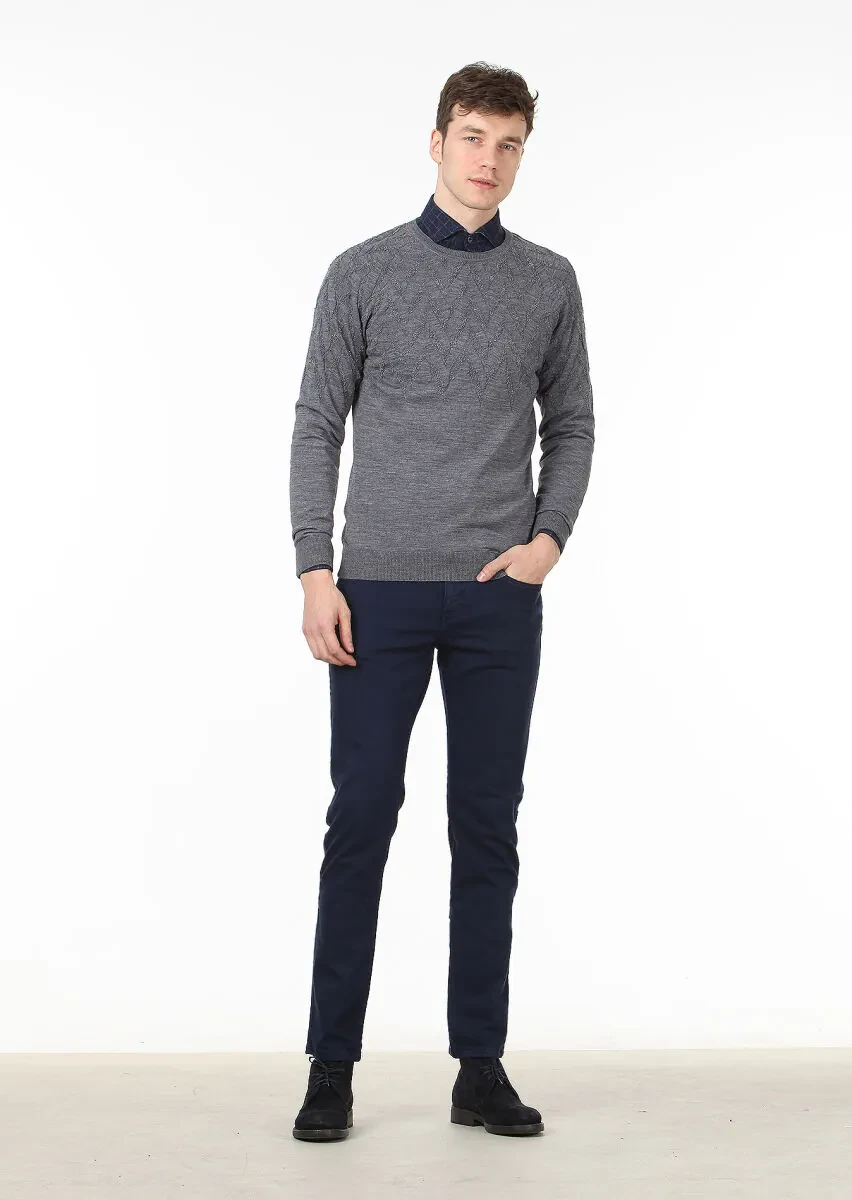 Grey Knitwear Sweatshirt - 3