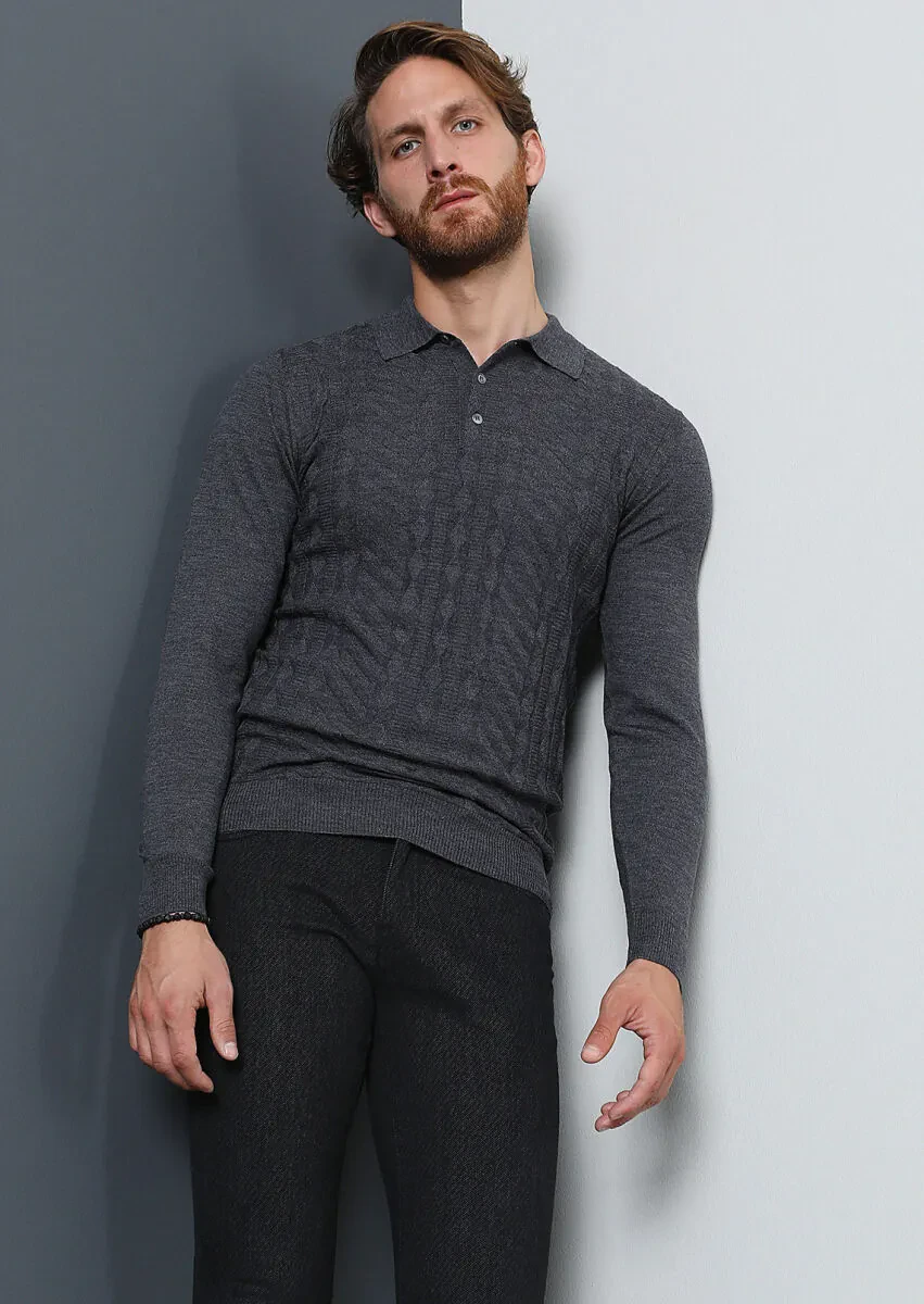 Grey Knitwear Sweatshirt - 1
