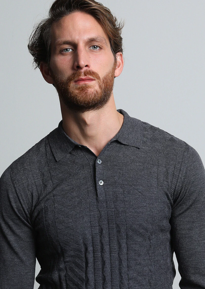 Grey Knitwear Sweatshirt - 2