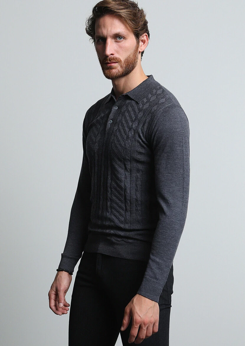 Grey Knitwear Sweatshirt - 4