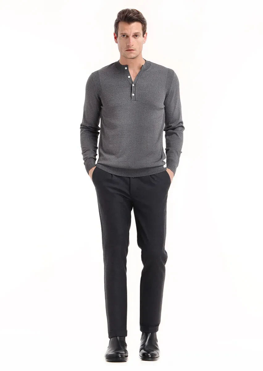 Grey Knitwear Sweatshirt - 1