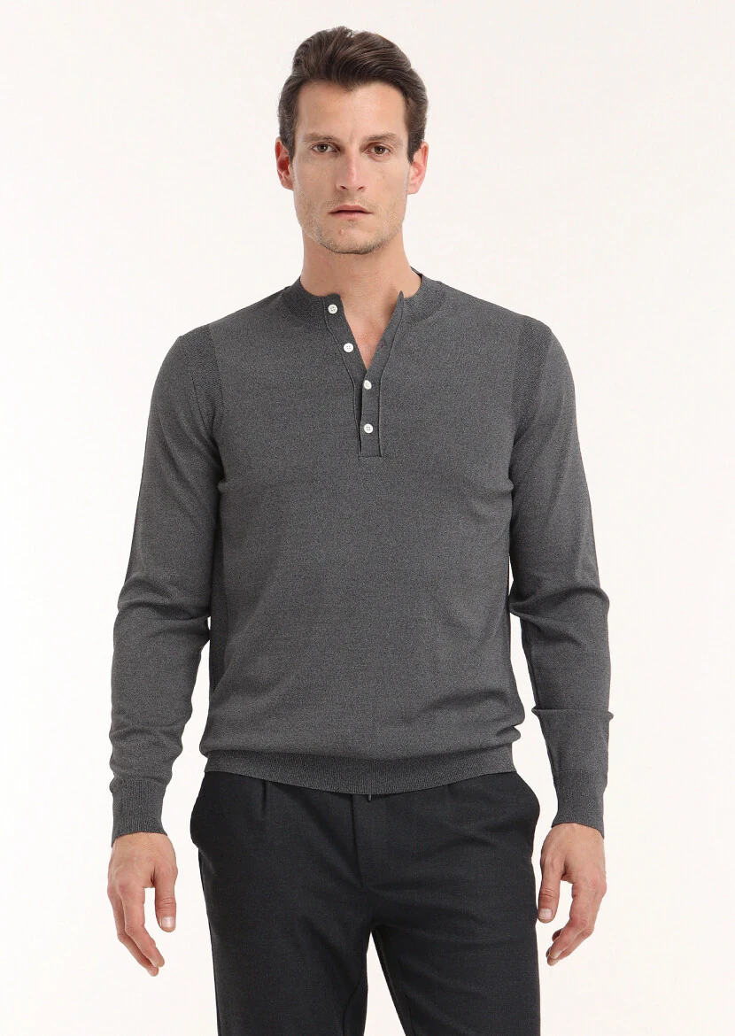 Grey Knitwear Sweatshirt - 2