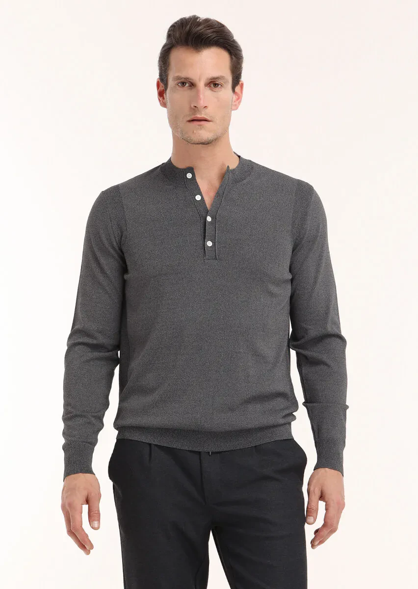 Grey Knitwear Sweatshirt - 2