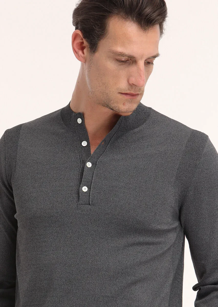 Grey Knitwear Sweatshirt - 3