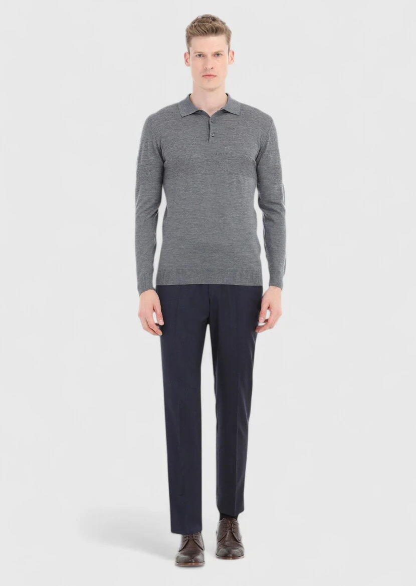 Grey Knitwear Sweatshirt - 1