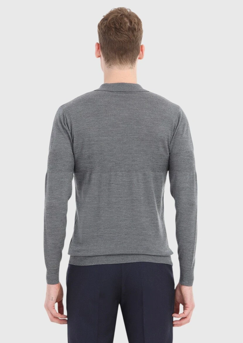 Grey Knitwear Sweatshirt - 4