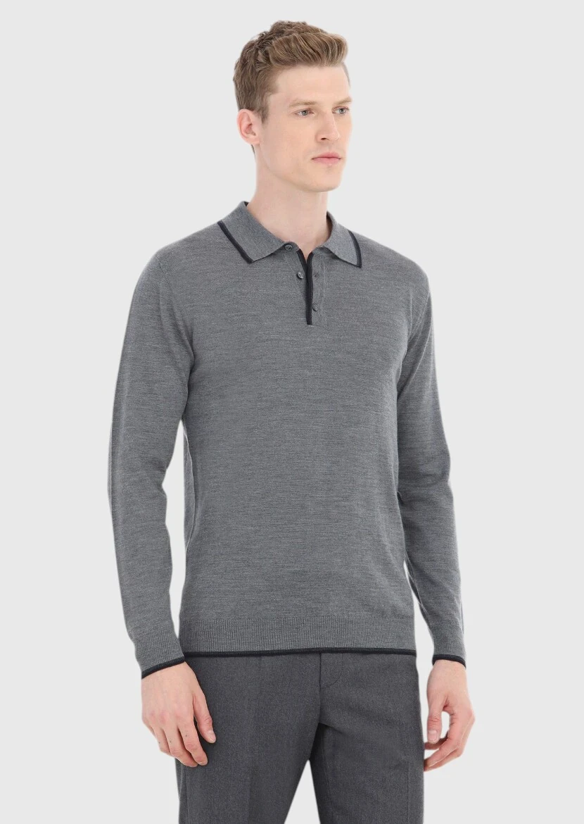 Grey Knitwear Sweatshirt - 2