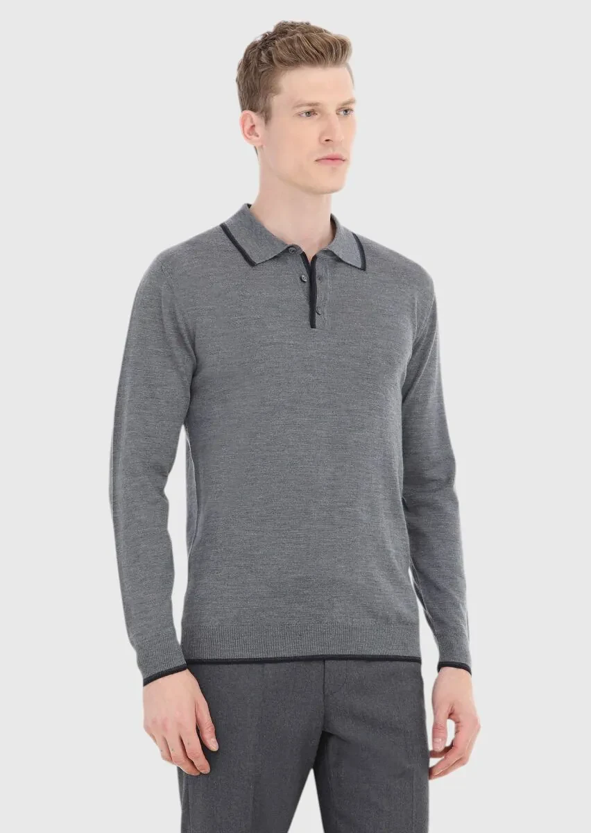 Grey Knitwear Sweatshirt - 2