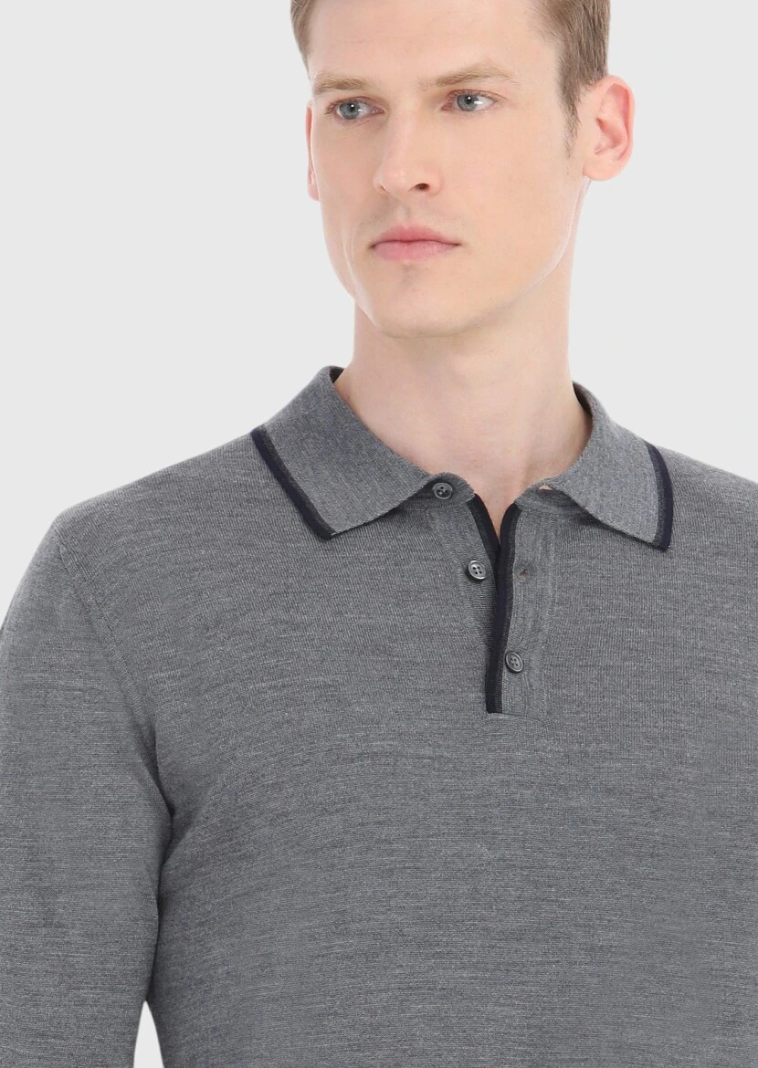 Grey Knitwear Sweatshirt - 3