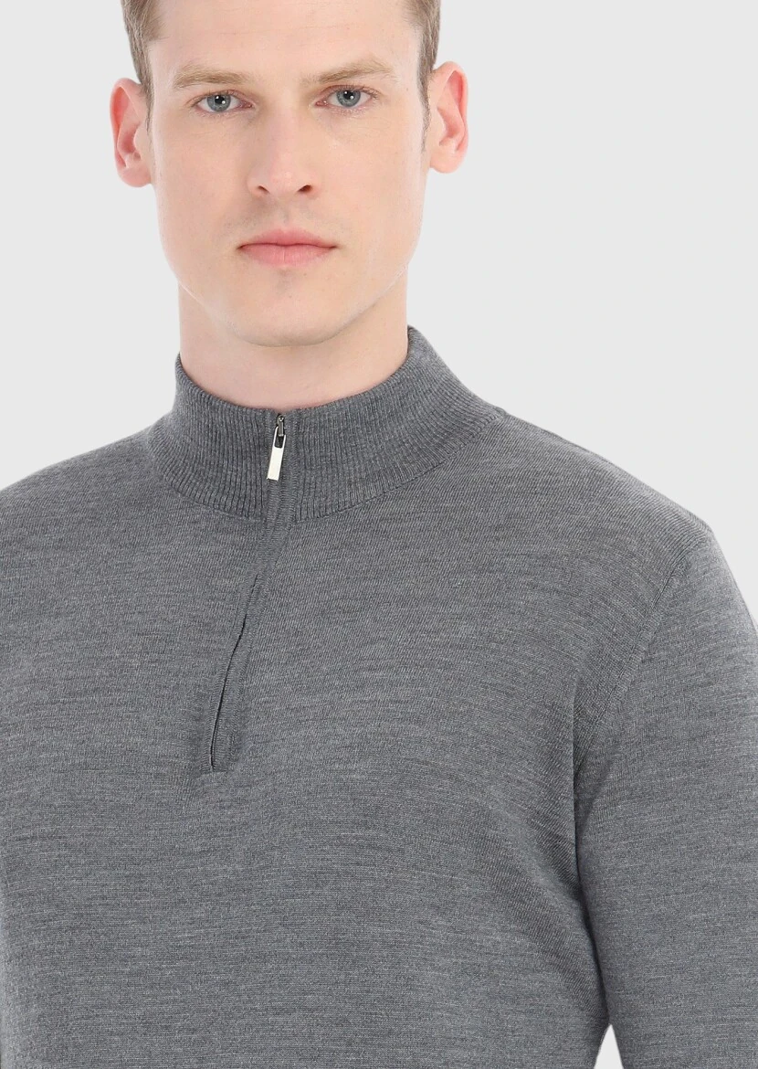 Grey Knitwear Sweatshirt - 3