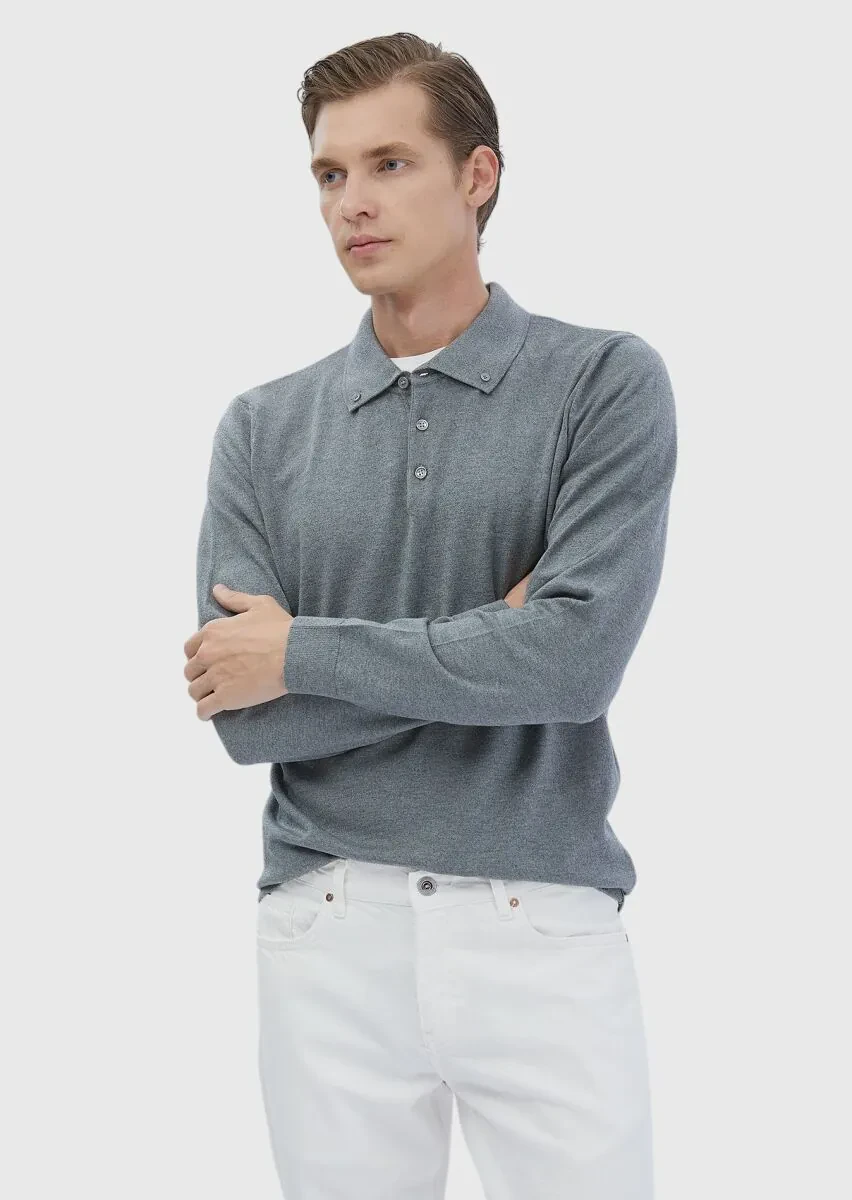 Grey Knitwear Sweatshirt - 3