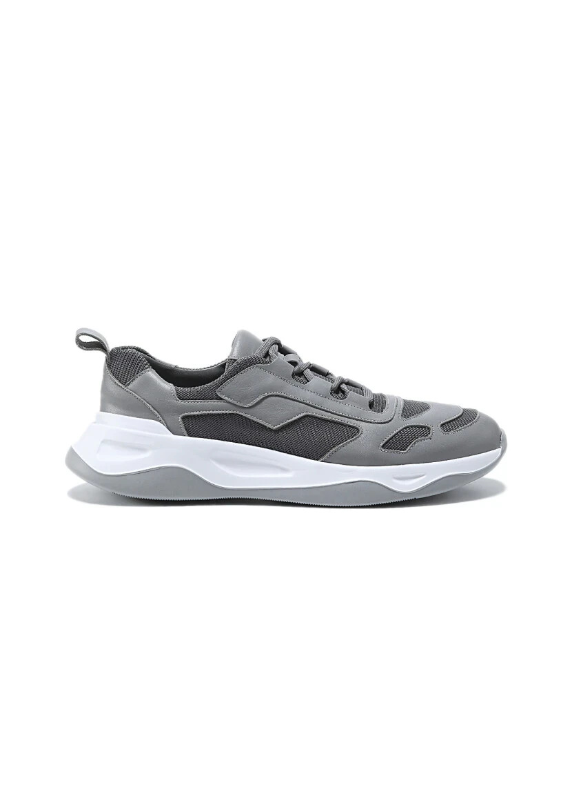 Grey Leather Sneaker - 1