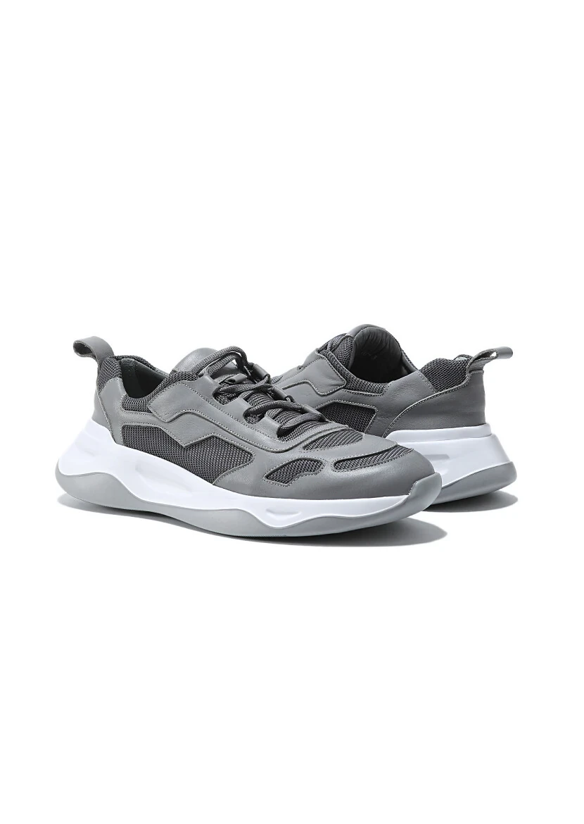 Grey Leather Sneaker - 3