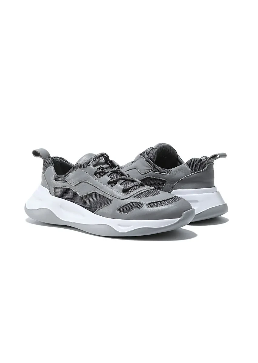 Grey Leather Sneaker - 3