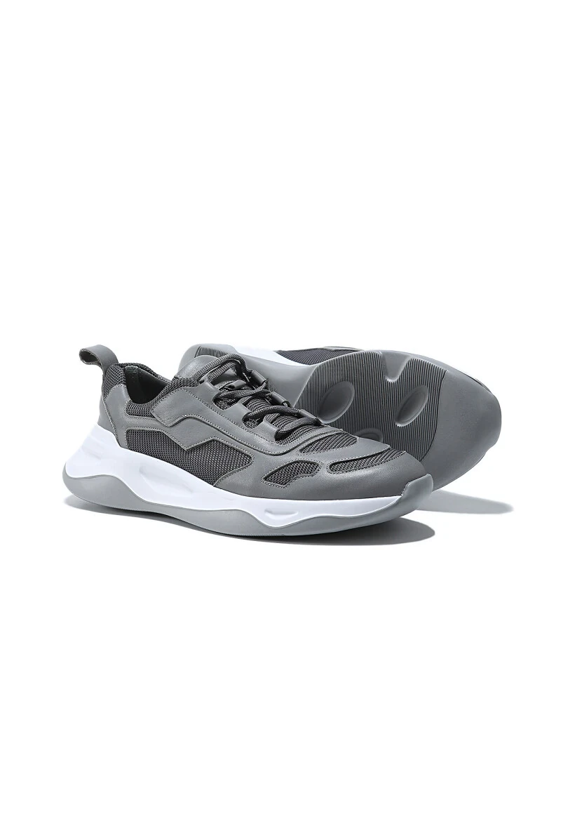 Grey Leather Sneaker - 4