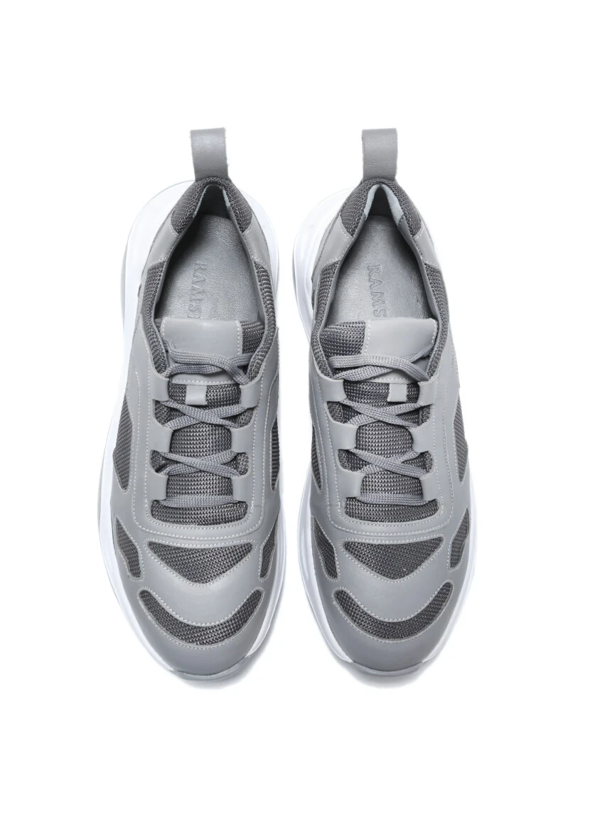 Grey Leather Sneaker - 5